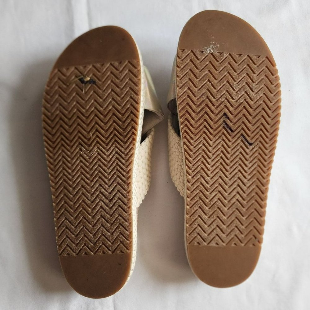TOMS Women's Paloma Leather & Rope Crossover‎ Flat Sandals Slides Silver Size W9 - Picture 9 of 16